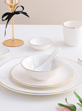 酒店高档会所金边陶瓷摆台四件套骨碟套装三件套餐厅饭店商用定制