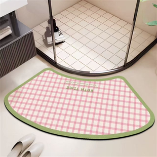 浴室弧形地垫卫生间吸水防滑脚垫扇形淋浴房门口半圆软硅藻泥地毯