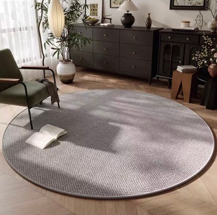 中古风地毯客厅免洗可擦圆形地垫剑麻转椅床边地垫纯色摄影棚