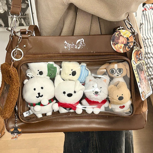 暖呼呼麂皮绒追星原创托特痛包大食量学生日常大容量斜跨玩偶吧唧