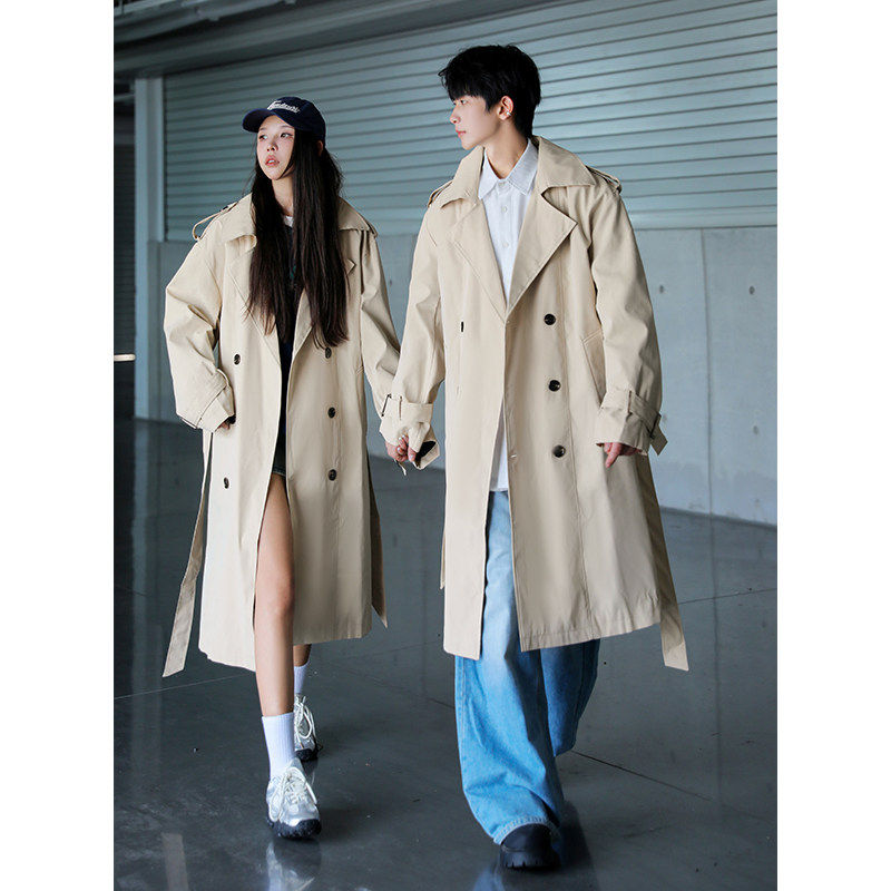 春季2026中长款风衣情侣大翻领外套男女时尚百搭