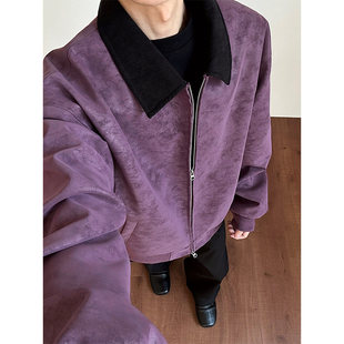 2026新款 外套 巴恩风扎染皮衣潮牌拼接夹克男女同款