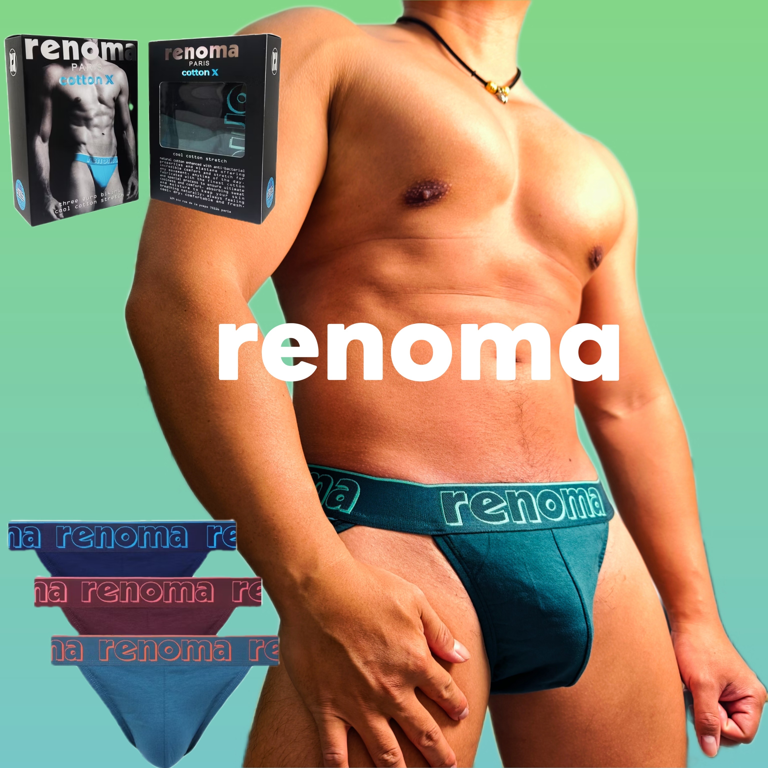 renoma透气弹力棉男士内裤性感高叉三角比基尼内裤运动内裤三条,女士内衣/男士内衣/家居服,男三角内裤,淘宝优惠券,粉丝福利购,淘宝优惠卷