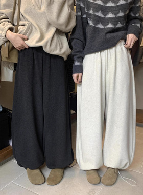 想象SAILORMOON 秋冬韩系简约风加绒加厚显瘦松紧腰休闲裤女70886