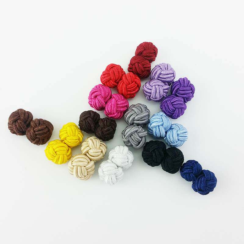 双球袖扣法式球形绳扣衬衣袖扣新款绳结袖扣钉纯色多款可选