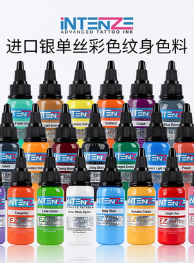 Intenze银单丝纹身色料美国进口彩色刺青墨水1oz水性纹身颜料套装