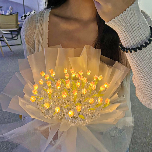 手工diy浪漫小夜灯郁金香花束ins