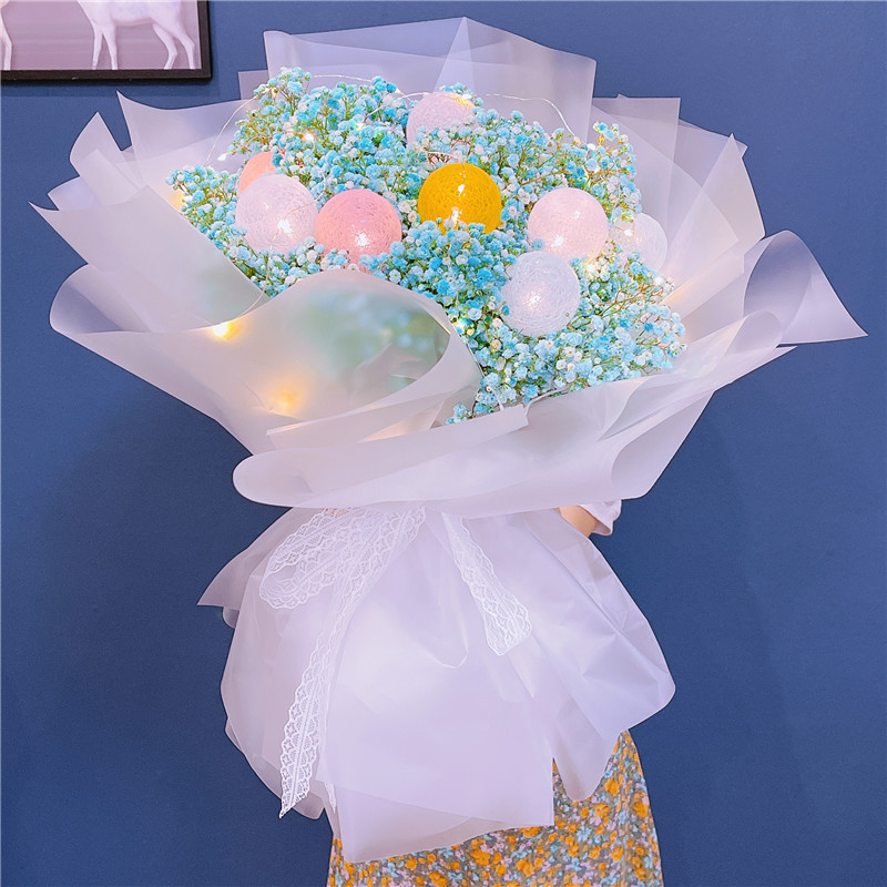 满天星空糖果球灯干花抖音网红同款鲜花送女友生日棒棒糖花束礼物