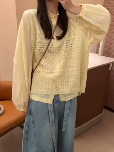 2026春秋新款韩版宽松显瘦百搭马甲+长袖衬衫女休闲时尚两件套装