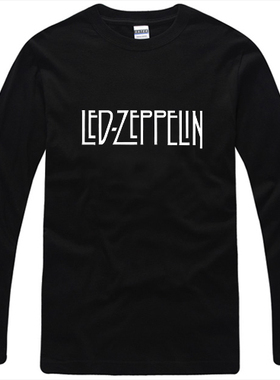 Led Zeppelin 齐柏林飞艇纯棉长袖t恤宽松黑色白色t恤圆领春秋款
