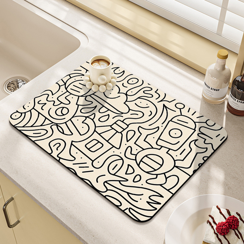 硅藻泥厨房吧台吸水防滑垫沥水垫