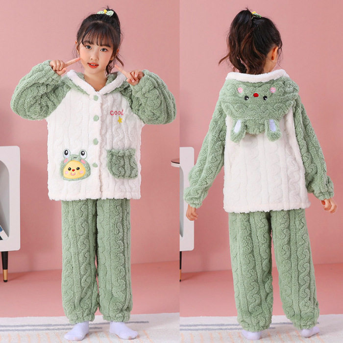 loopy露比3-5-7-9岁小孩保暖睡衣儿童女童冬季加厚款珊瑚绒法兰绒