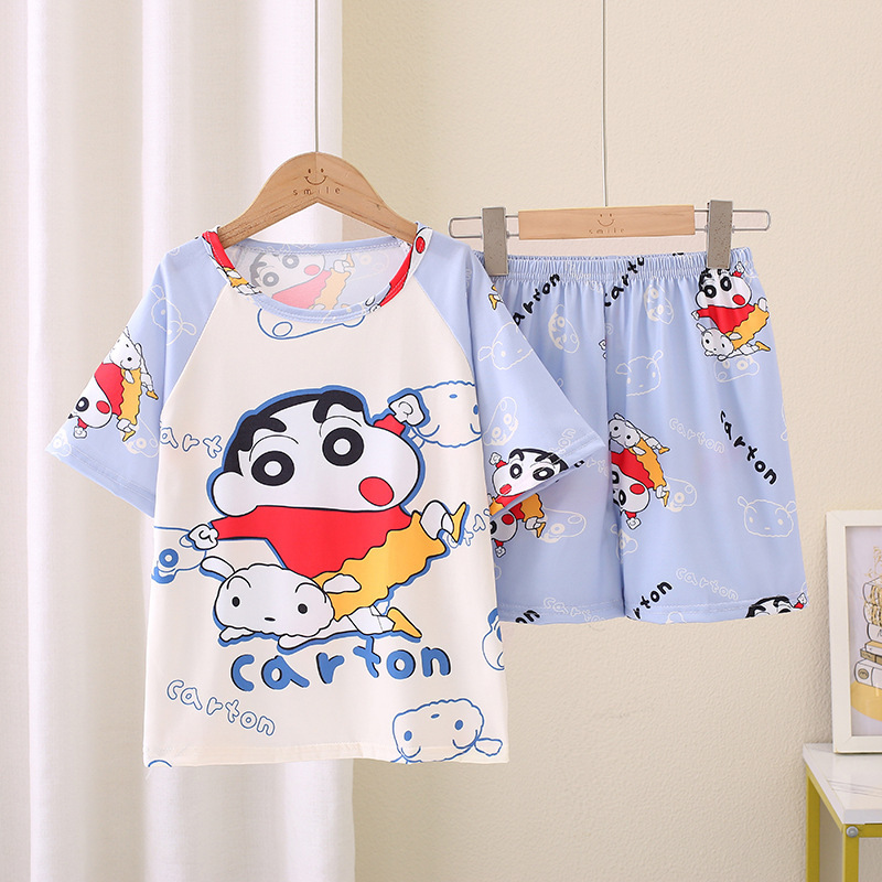 蜡笔小新儿童男女童睡衣夏五六七八九卡通3-8周岁4小孩宝宝家居服