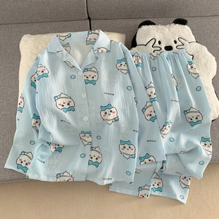 Chiikawa6吉伊卡哇7小学生儿童家居服女款4长袖5棉质睡衣8套装9岁