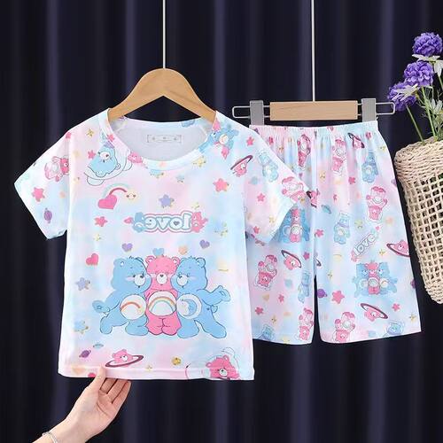 女童夏装女宝夏季中大童公主睡衣孩子3-5-7-9周岁爱心熊CareBears