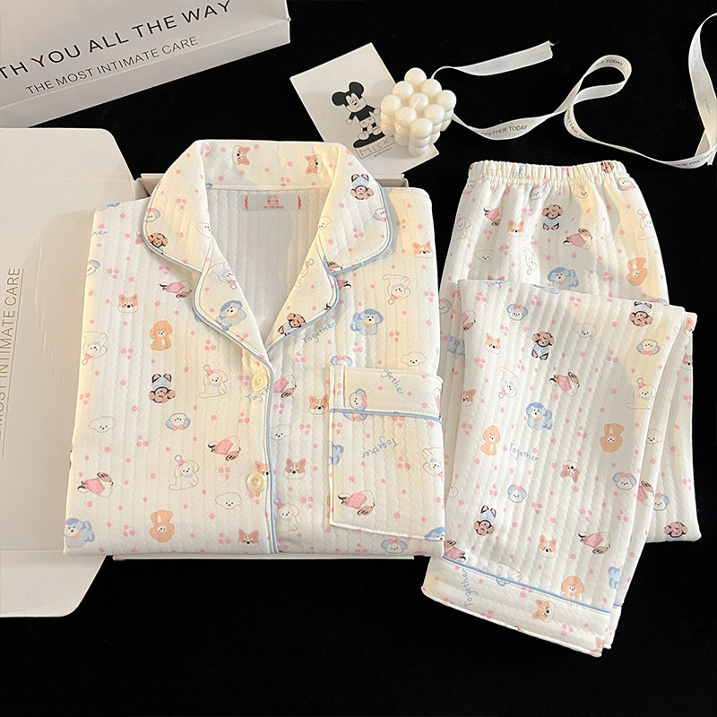 儿童秋冬季睡衣加厚夹棉4女孩6女童8公主风3-5-7-9岁保暖甜美花边