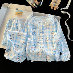 儿童吉伊卡哇睡衣2026春秋款Chiikawa花边家居服女孩子两穿可外出