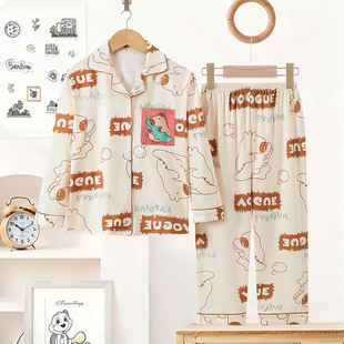 卡皮巴拉的睡衣开衫衣服儿童装capybara家居服春秋2026新款中大童