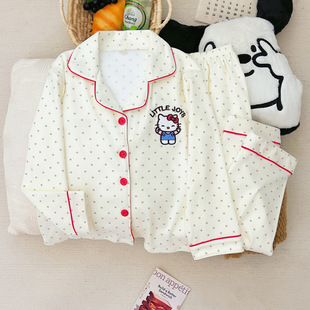 儿童德绒HelloKitty睡衣女童中大童冬季加厚保暖款冬天小孩子冬装