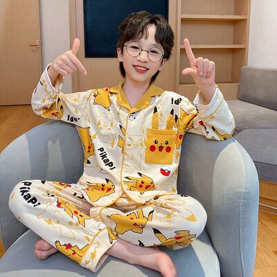 春季皮卡丘睡衣春天宝可梦衣服男孩男宝男生男童六七八九岁中大童