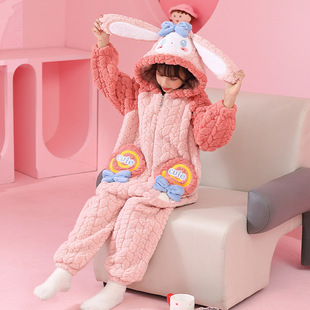 美乐蒂连体睡衣冬加厚款4女孩6女童8中大童3-5-7-9岁连身衣10保暖