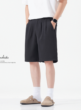 MSD 休闲西装短裤男款夏季高级感外穿小西裤5分裤黑色宽松裤子潮