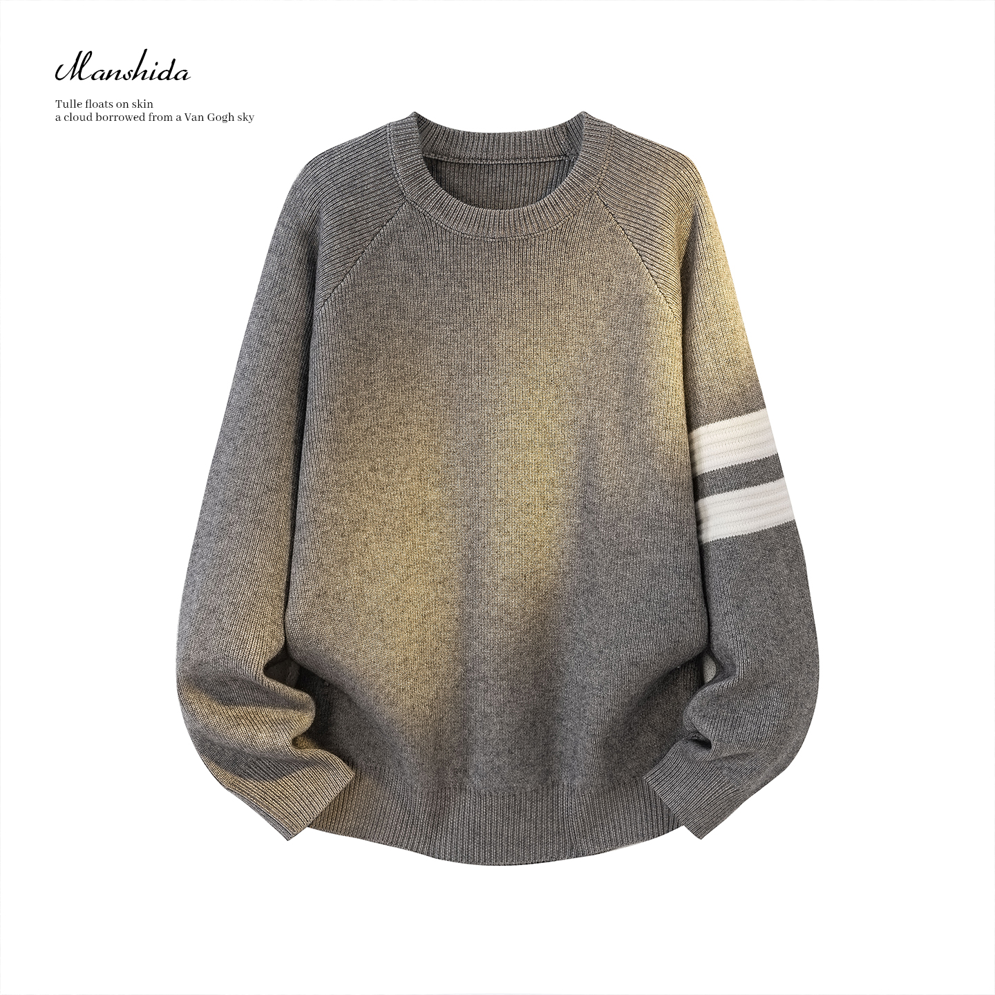 MSD高级感条纹撞色圆领毛衣