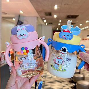 儿童吸管水杯带刻度一岁以上宝宝喝水杯子幼儿园专用便携可爱水壶