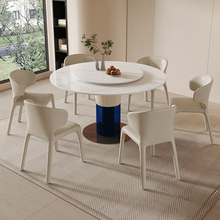 岩板餐桌家用小户型现代简约轻奢2023新款歺椅子凳子转盘圆形饭桌
