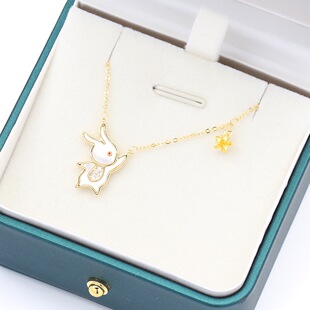 为你摘星高档天然贝母项链可爱兔子锁骨链小清新配饰品精致礼物