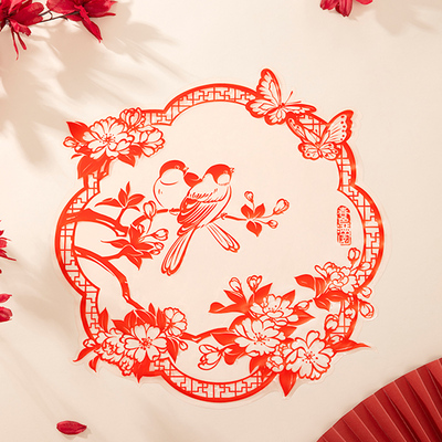 故宫高档静电贴中国风窗花2026马年PVC玻璃贴纸新春节日装饰布置