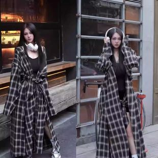 长款 格子百搭设计感绑带衬衫 外套潮 今年流行漂亮上衣新款 2025新款
