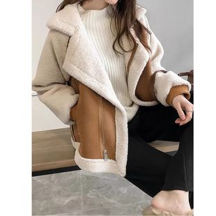 名媛小香风羊羔毛绒外套女秋冬2025新款 加厚皮毛一体小个子机车服