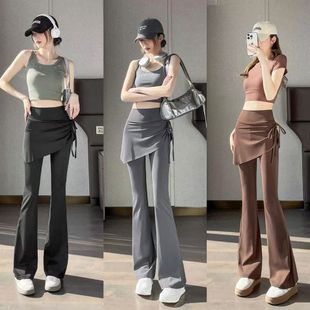 提臀假两件普拉提喇叭裙裤 2025新款 女高腰鲨鱼裤 外穿瑜伽裤 微喇裤