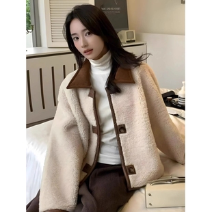 2025新款 羊羔毛上衣 韩系慵懒高级风穿麂皮绒皮毛一体外套女秋冬季