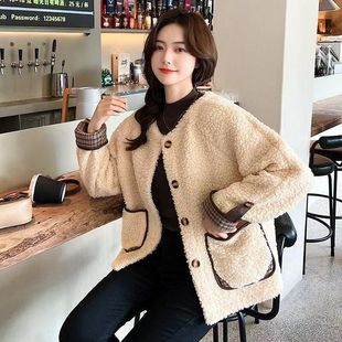 宽松短款 韩版 加绒加厚小香风外套 休闲百搭羊羔2025年新款 时尚