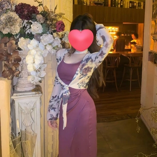 纯欲风紫色吊带连衣裙夏季 气质开叉长裙显身材收腰包臀裙两件套女