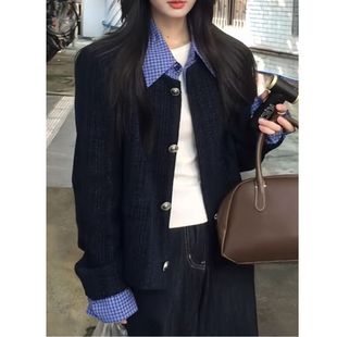 长袖 宽松小个子高级感气质短款 上衣 韩版 小香风外套女早秋2025新款