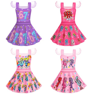 新款儿童连衣裙Steal a Brainrot 六七 卡通女童吊带芭蕾裙