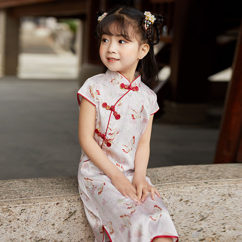 儿童旗袍新款春夏季丝绸汉服