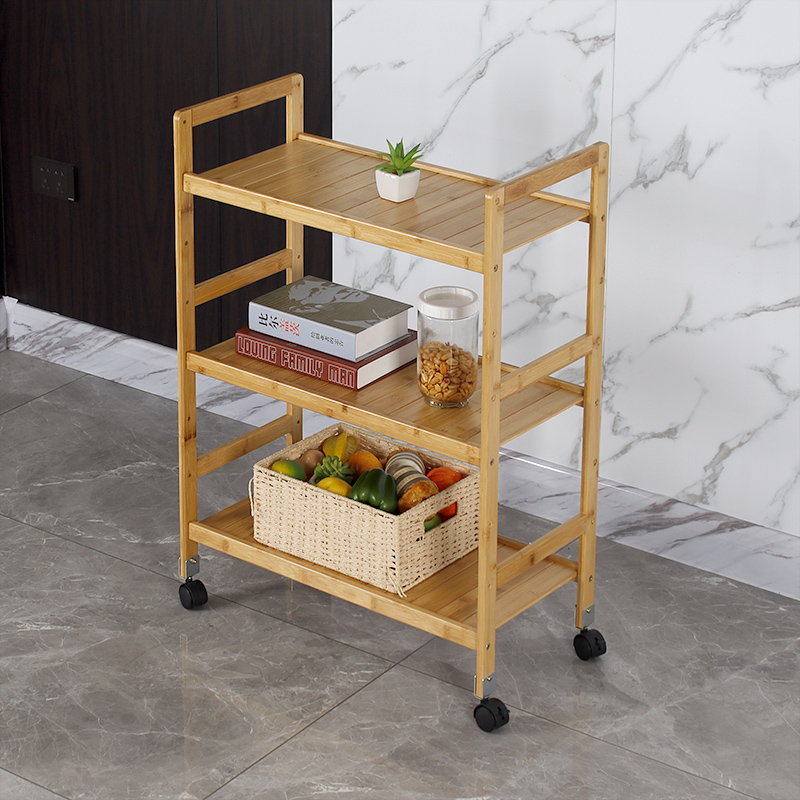 带滑轮家用小推车置物架