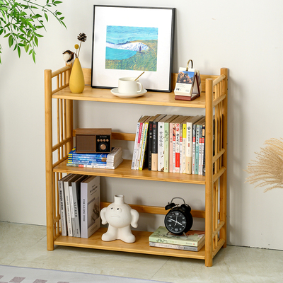 楠竹加长加高书架落地置物架