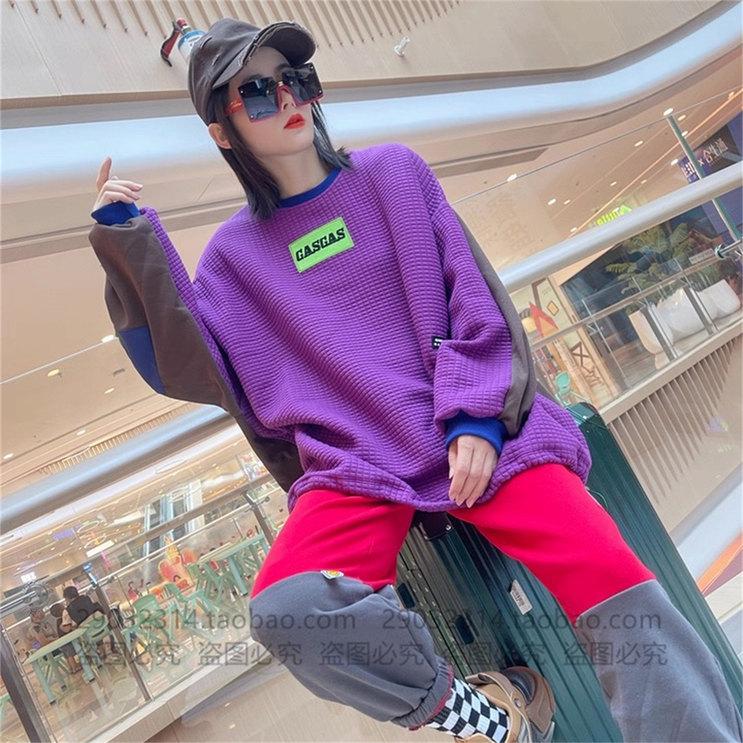 韩国大板长袖卫衣女2025秋季新款休闲百搭撞色拼接bf风中长款外套