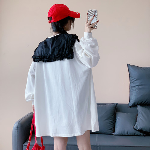 长袖休闲风薄款荷叶边纯棉女装
