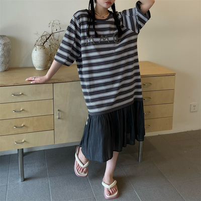 设计感流苏T恤裙子纯棉字母