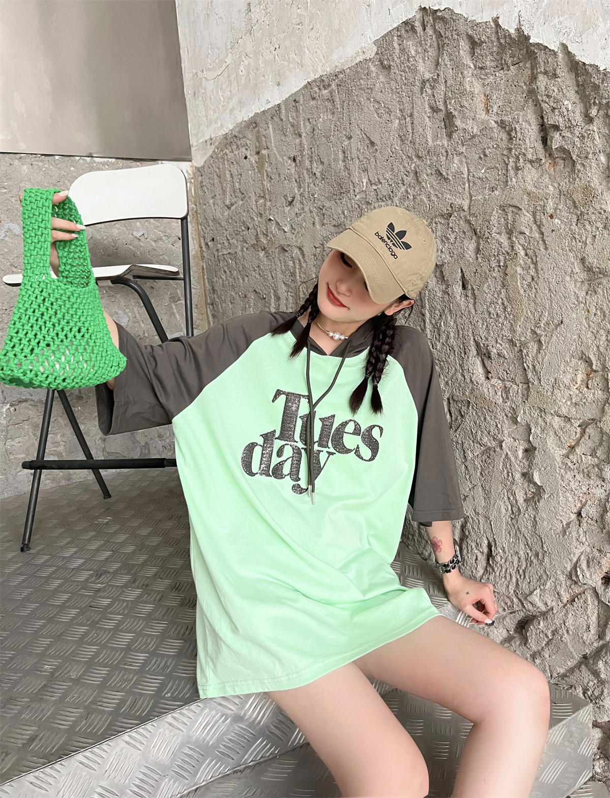 连帽短袖t恤女宽松纯棉休闲上衣