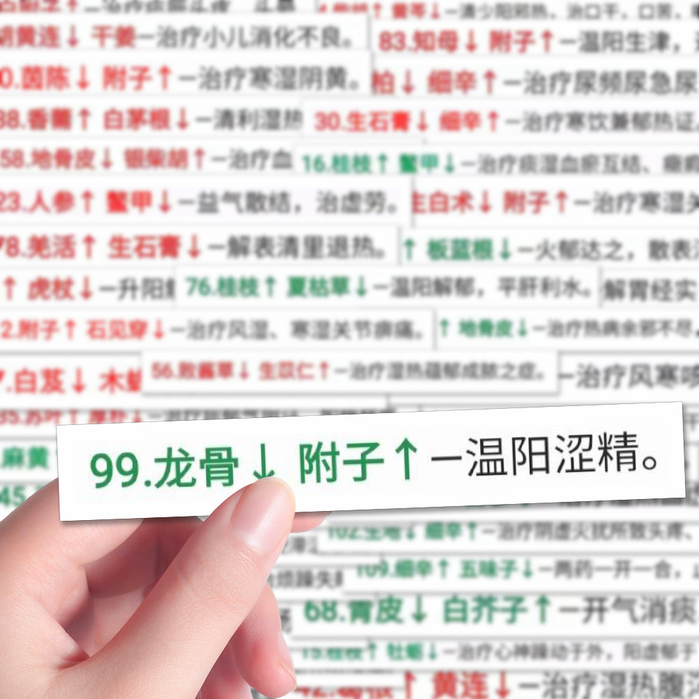 A220张阴阳用药贴纸中医药材基础知识学习笔记本iPad贴画防水 - 实物图