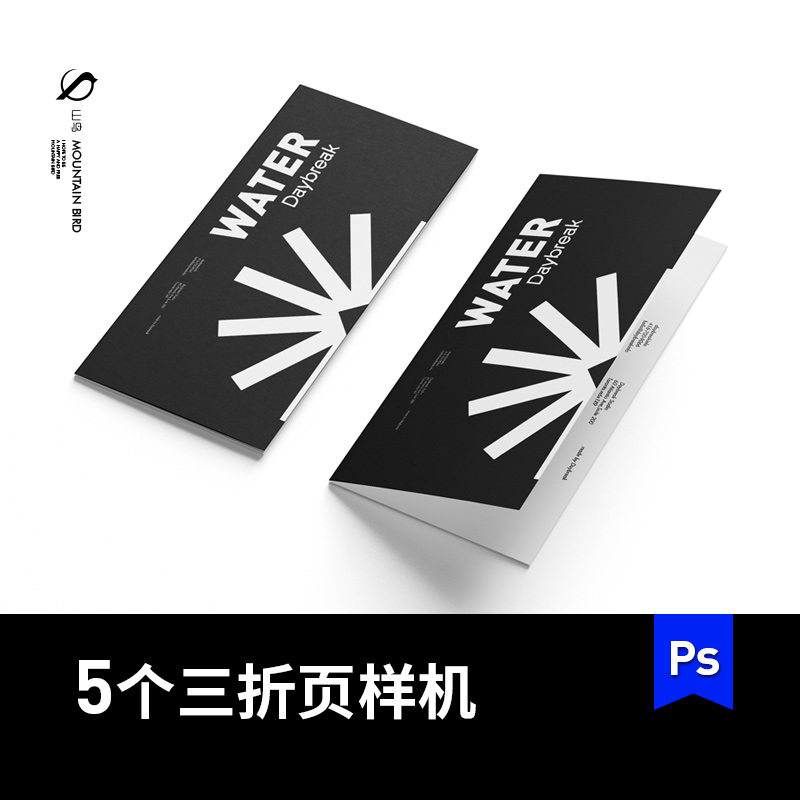 多角度产品三折页宣传小册子PS样机vi提案贴图展示效果图模板素材图片