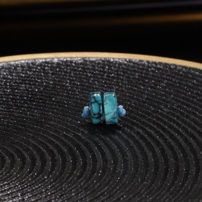 毕业级天然原矿绿松石网花对珠隔片配饰文玩配饰6.2×2.5mmLG02