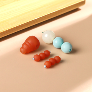 可配8-9珠串白玉顶珠11.8  绿松腰珠9.6 南红三通11.8弟子珠5mm